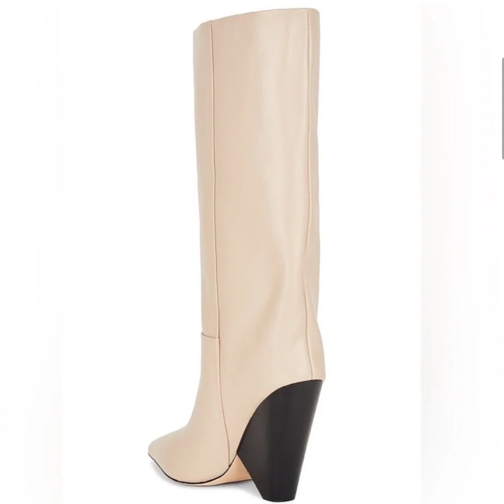 Raye Angle Boot in Beige Leather - Picture 2 of 8